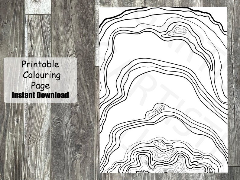 geode crystal coloring page for adults, mindful coloring page for teens, healing crystal gift for artist, coloring sheet for kids, printable image 1