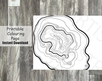 Agate slice geode colouring pages for adults, mindfulness gift for anxiety, zen printable colouring sheets, crystal lover gift for best