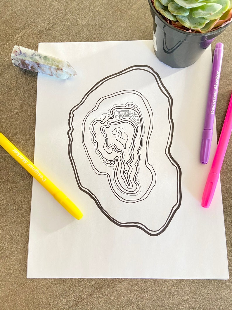 Geode Crystal Coloring Page: Printable Agate Art (digital Download) - Etsy