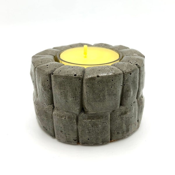 Cobblestone-Inspired Cement Tea Light Holder - Elevate Any Setting with Timeless Elegance (candle not included)
