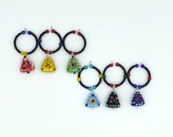 Identificadores de copas de vino coloridos y festivos, juego de 6