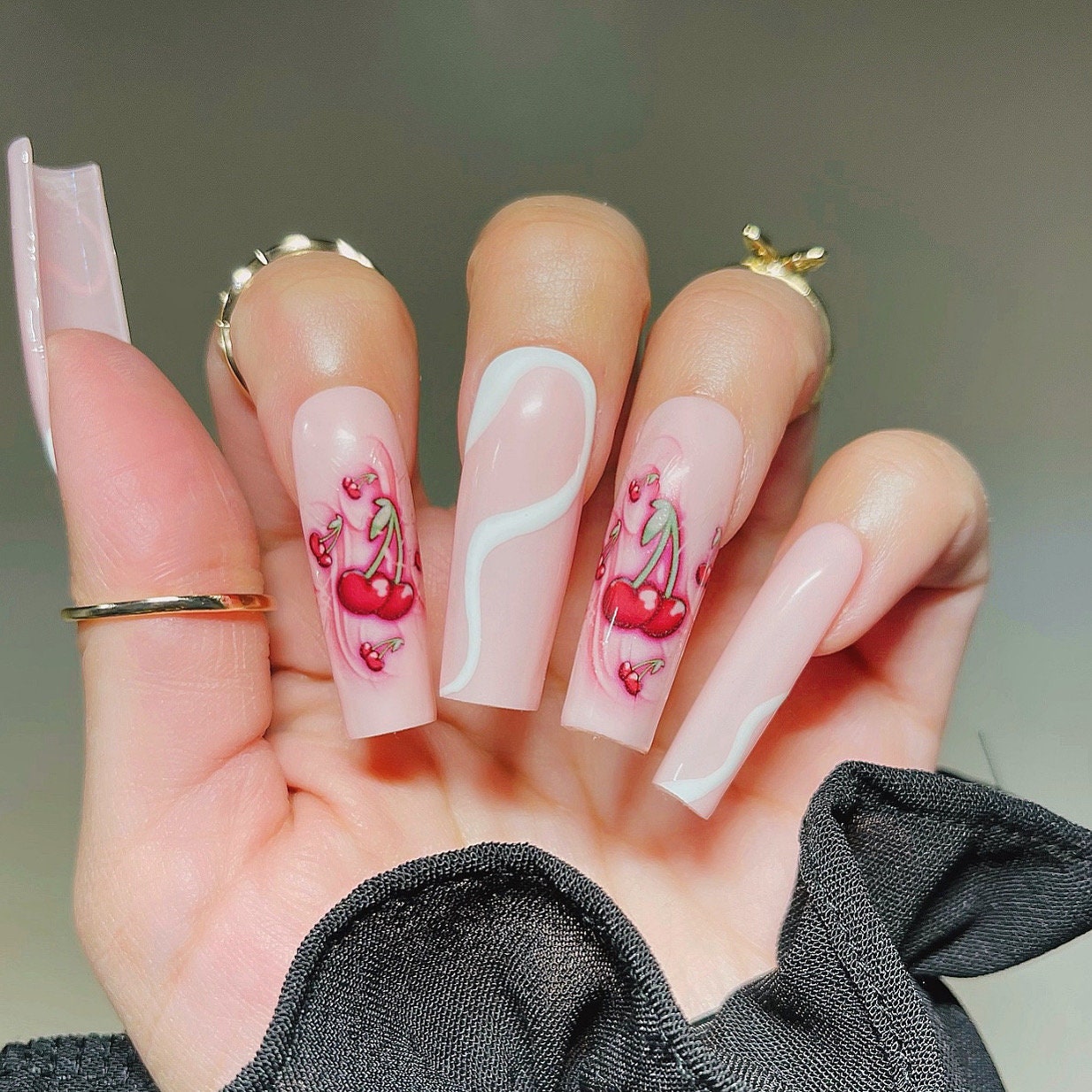 Airbrush Cherry Nail Decals Nail Decals Nail Art Nail Etsy