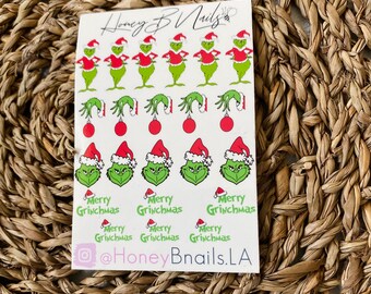 Grinch Nail Decals Etsy Grinch Nail Decals Etsy