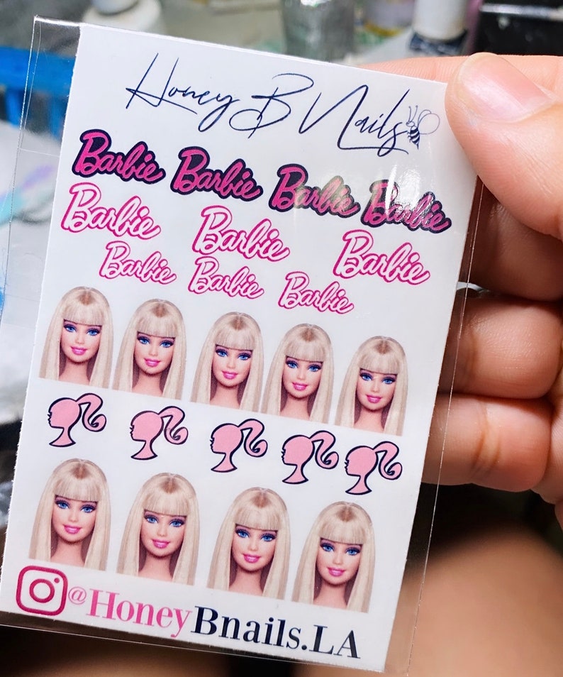 Barbie Nail Decals Nail Decals Nails Nail Supplies Etsy