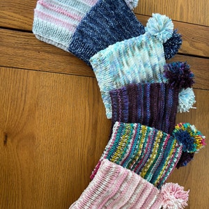Handmade Knitted Baby Hat, Pom Pom Hat, Unique Unisex Hat, Baby Winter Beanie