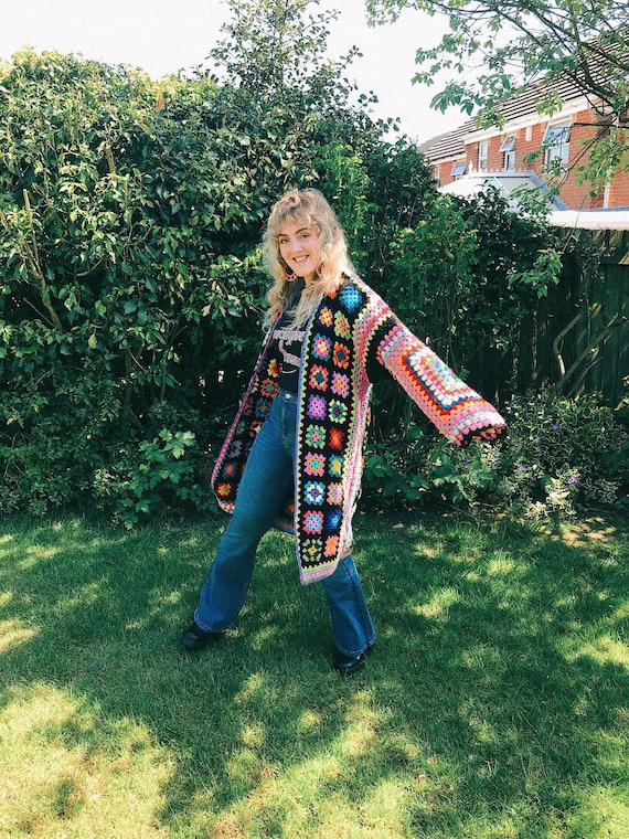 Crochet Jacket, Granny Square Cardigan, Bohemian Jacket, Multicoloured Cardigan, Patchwork Jacket