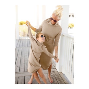 Women&#39;s Organic Luna Hoodie Dress I Mommy and me I Mommy and me Matching dresses