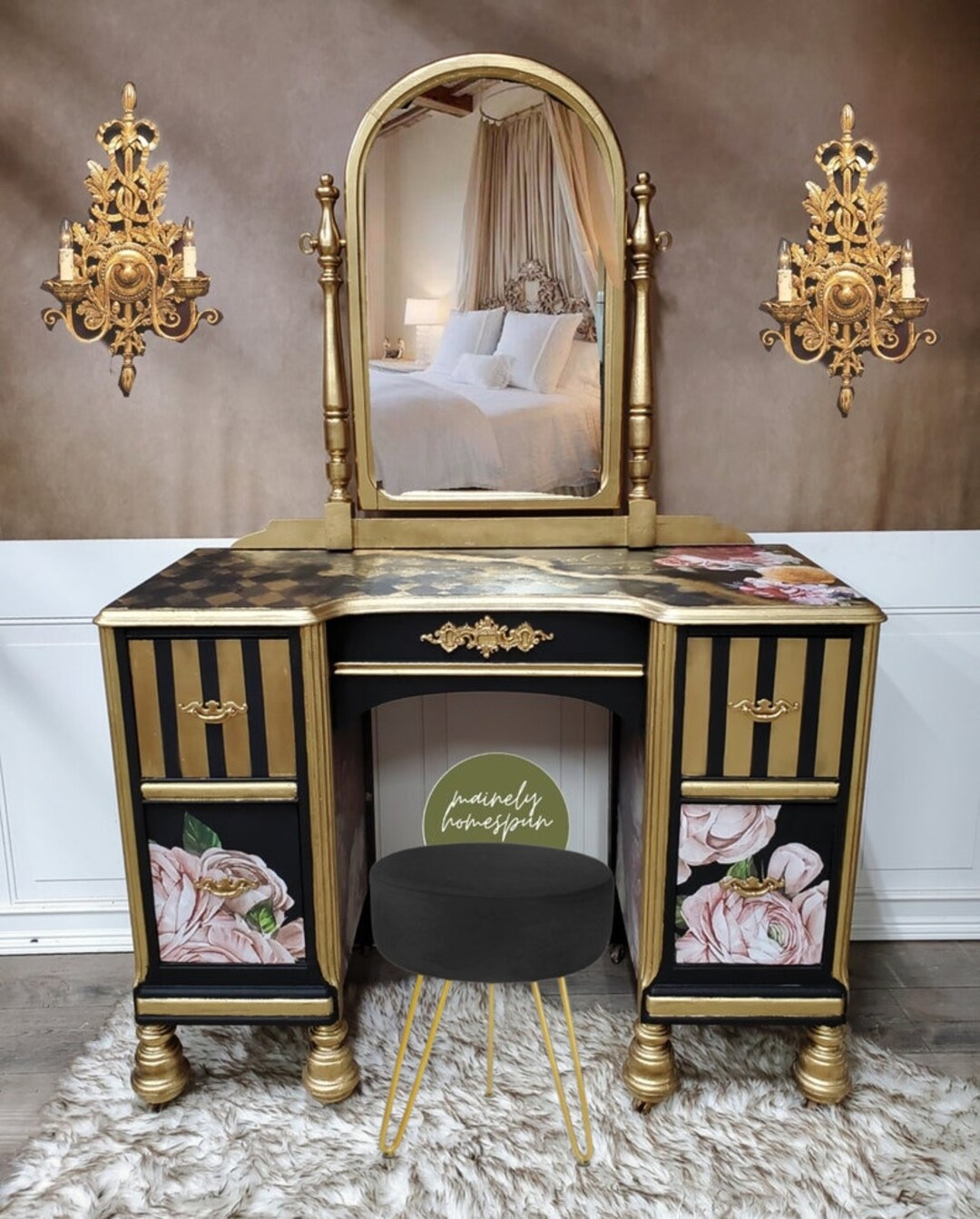 Glam Makeup Vanity With Stool Code SAVE20 Etsy