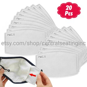 Replacement Filter for Face Mask - 20 Disposable 5 LAYER PM2.5 Activated Carbon Filters Protection - Face Mask Inserts Filter Breathable