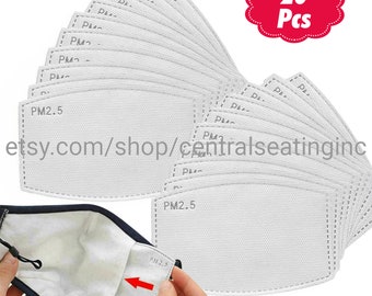Replacement Filter for Face Mask - 20 Disposable 5 LAYER PM2.5 Activated Carbon Filters Protection - Face Mask Inserts Filter Breathable