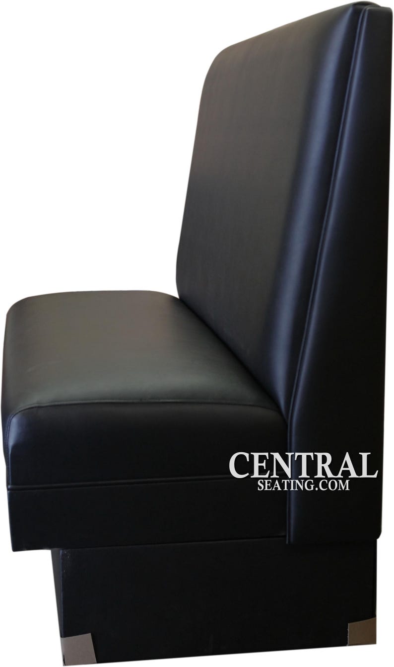 Restaurant Booth and Table Set – Black Vinyl Seating With Natural Light ...