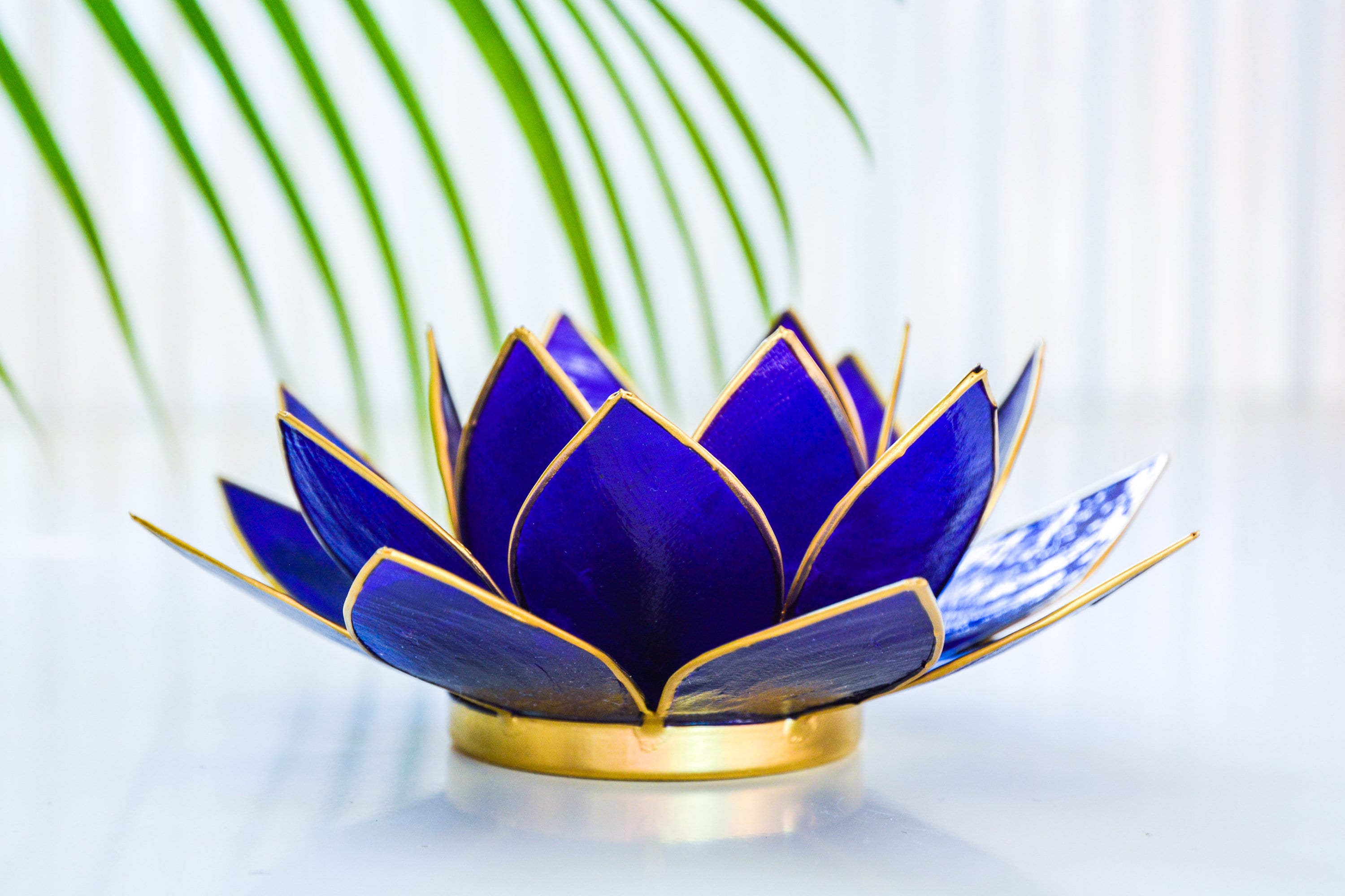 Light - Flower Candle Holder Tea Indigo Capiz Lotus Etsy