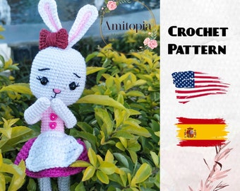 bunny amigurumi toy pattern/ easter bunny pattern/ rabbit amigurumi toy pattern/ Patrón de conejito amigurumi/ crochet doll/Amitopia pattern