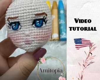 Anleitung zum Sticken von Augen für Amigurumipuppen / Videos zur Stickerei / Gesicht einer Amigurumi-Puppe / Lippen gestickt / Amitopia-Muster