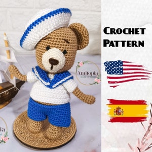 Sailor bear amigurumi pattern/Amitopia toy patterns/ sailor red amigurumi toy/ Amitopia pattern