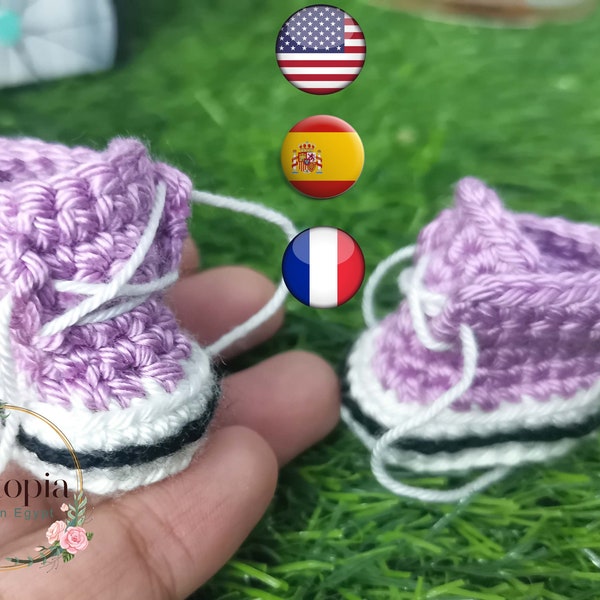 Purple sneaker shoes amigurumi pattern / patrón español/zapatillas de deporte/trainers amigurumi shoes/ Amitopia pattern