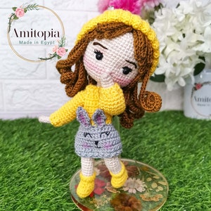 phoebe amigurumi crochet doll pattern/ english crochet doll pattern/ bunny amigurumi doll pattern/ Amitopia pattern