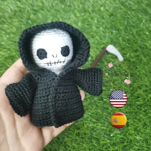 jack grim reaper amigurumi toy pattern/ patrón de amigurumis/  Halloween toy crochet pattern /creepy amigurumi toy/ miniature toy/