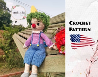 Molly clown amigurumi crochet doll pattern/ pdf english pattern/ crochet pattern/ tutorial of doll clown