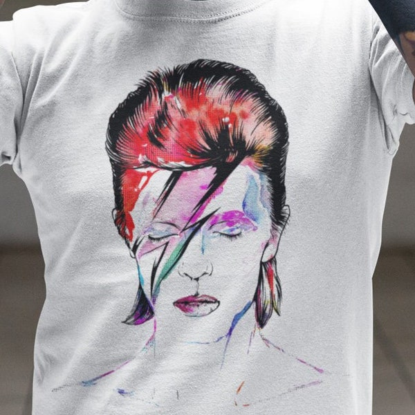David Bowie T Shirt Ziggy Stardust Water Colour Art T-Shirt Haert Tee Unisex Women's Men's TShir