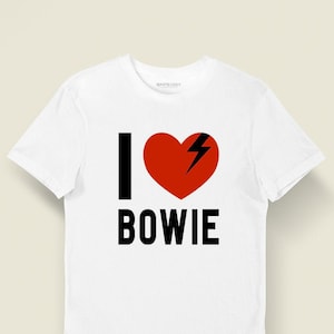 I Love Bowie David Bowie T Shirt, Ziggy Stardust T-Shirt Haert Red Tee  Unisex Women&#39;s Men&#39;s TShirt