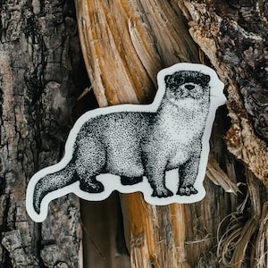 Transparent River Otter Sticker: Hand-Drawn Pointillism Decal