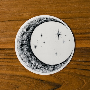 Transparent Crescent Moon Sticker | Hand Drawn Moon Sticker | Laptop Moon Sticker | Moon Phase Art | Witchy Sticker