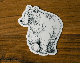 Transparent Bear Sticker | Hand Drawn Grizzly Bear Sticker | Clear Decal | Laptop Bear Sticker | Clear Water Bottle Sticker | Minnesota Art