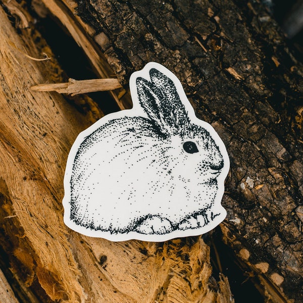 Transparent Snowshoe Hare Sticker | Hand Drawn Bunny Sticker | Clear Sticker | Rabbit Decal | Laptop Sticker | Water Bottle Sticker
