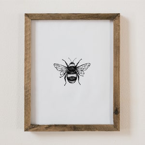Hand-Drawn Honey Bee Art Print: Stippling Pointillism Wall Decor