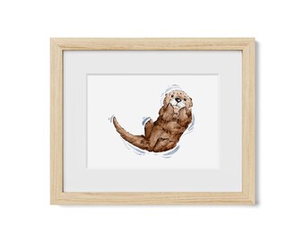 Little Otter Ink and Watercolor Art Print