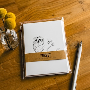 Waldtiere Themed Card Pack | 5er Pack Grußkarten | Woodland Karten, Tier Karten, Originale Zeichnung, Schwarz Weiss