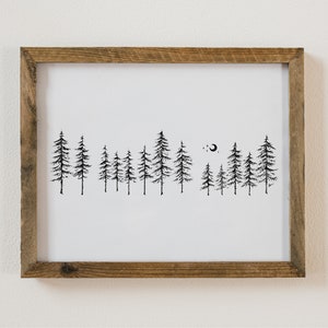 Nordic Pine Forest Art Print: Stippled Minnesota Landscape