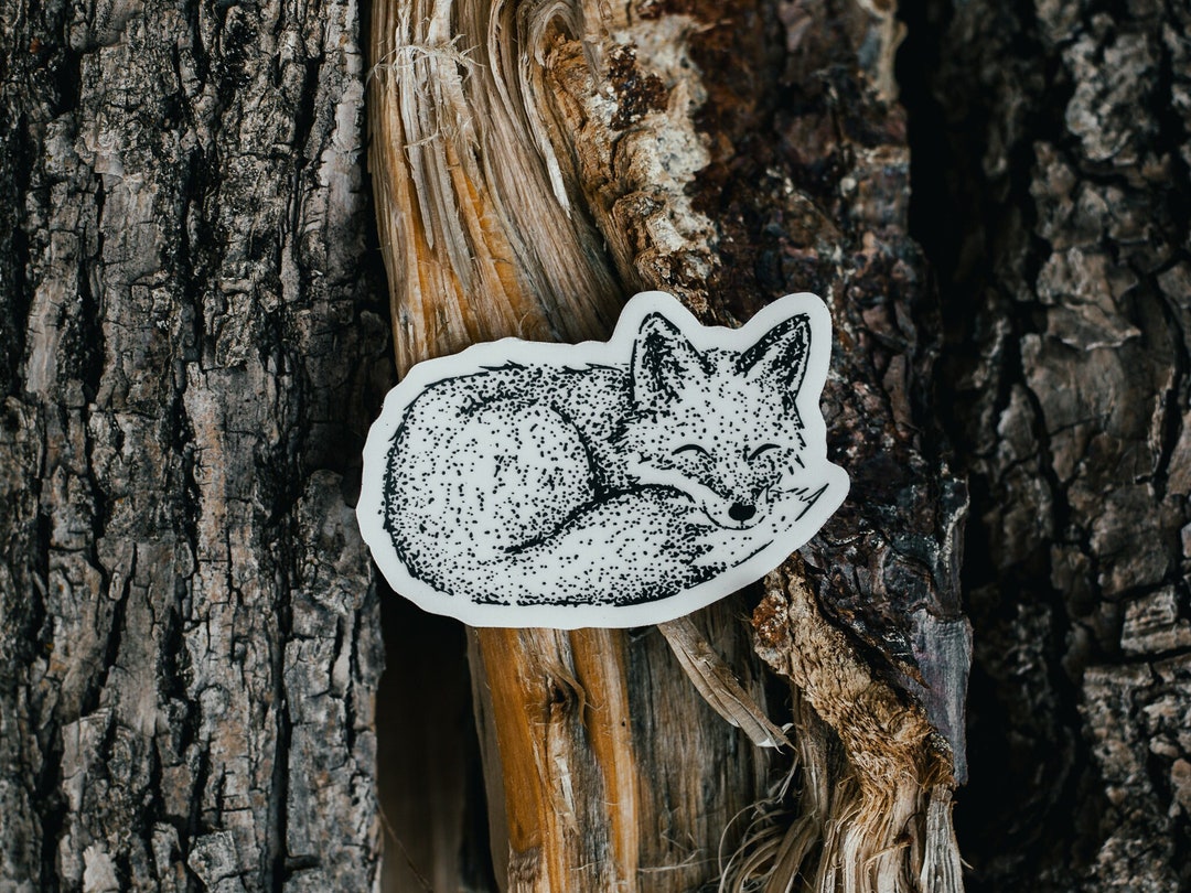 Transparent Sleeping Fox Sticker: Hand-drawn Pointillism Art - Etsy