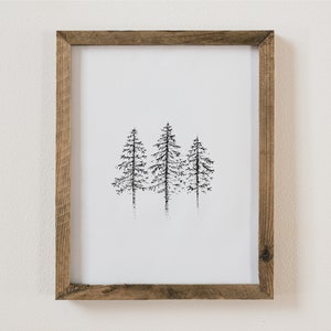 Hand-Drawn Fir Tree Art Print: Minnesota North Woods Cabin Decor