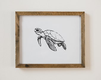Hand-Drawn Sea Turtle Art Print | Nursery Art | Baby Shower Gift | Turtle Wall Art | Sea Creature Print | Modern Minimalist