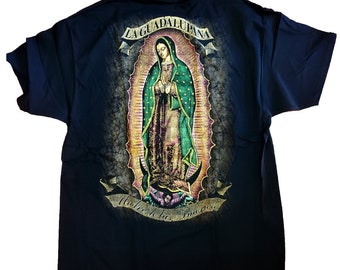 Our Lady Of Guadalupe T-shirt Black, Virgen De Guadalupe T-Shirt, La Guadalupana,Nuetra Reina del Tepeyac,Mother Mary Shirt Religious Faith