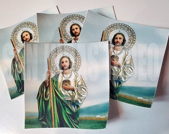 6 Canvas Patches 3.5X3.5 Inches : San Judas Tadeo Print ONLY Patches on Canvas Ready To Use, Hand Made