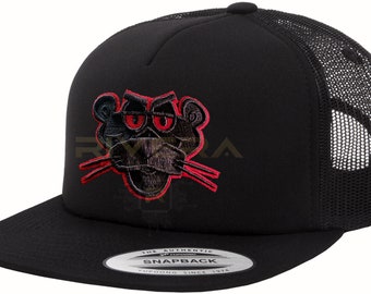 Belica pantera rosa hat pink panther belicona Black Red hat, Gorra belica Panther belico embroidery Hat Snapback Mexico Corridos Belicos Hat