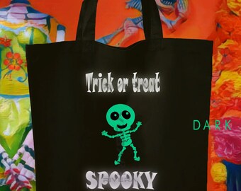Glow In The Dark Halloween Tote Bag – Trick Or Treat Kids Shopper – Boy Girl – The Shed