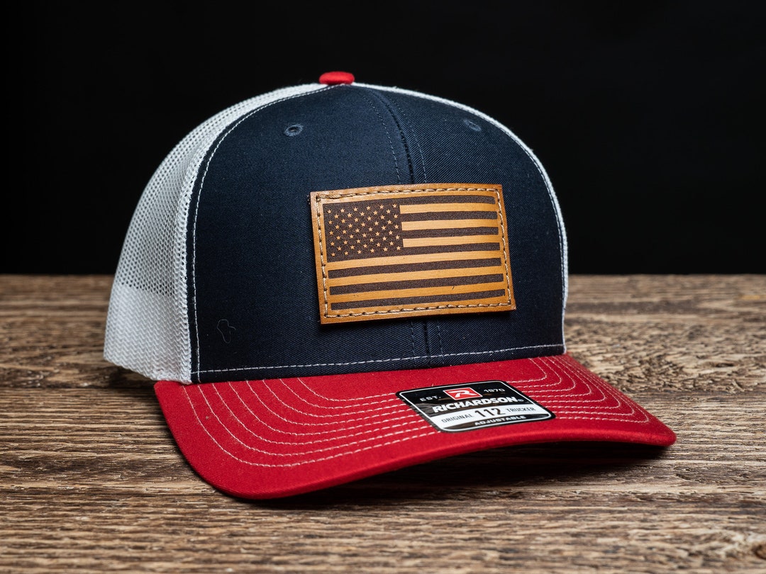 American Flag Chenille Patch Baseball Cap, White main image 1