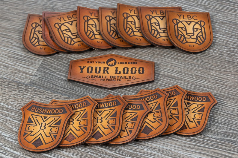 Die Cut Custom Leather Patches Laser Engraved Etsy