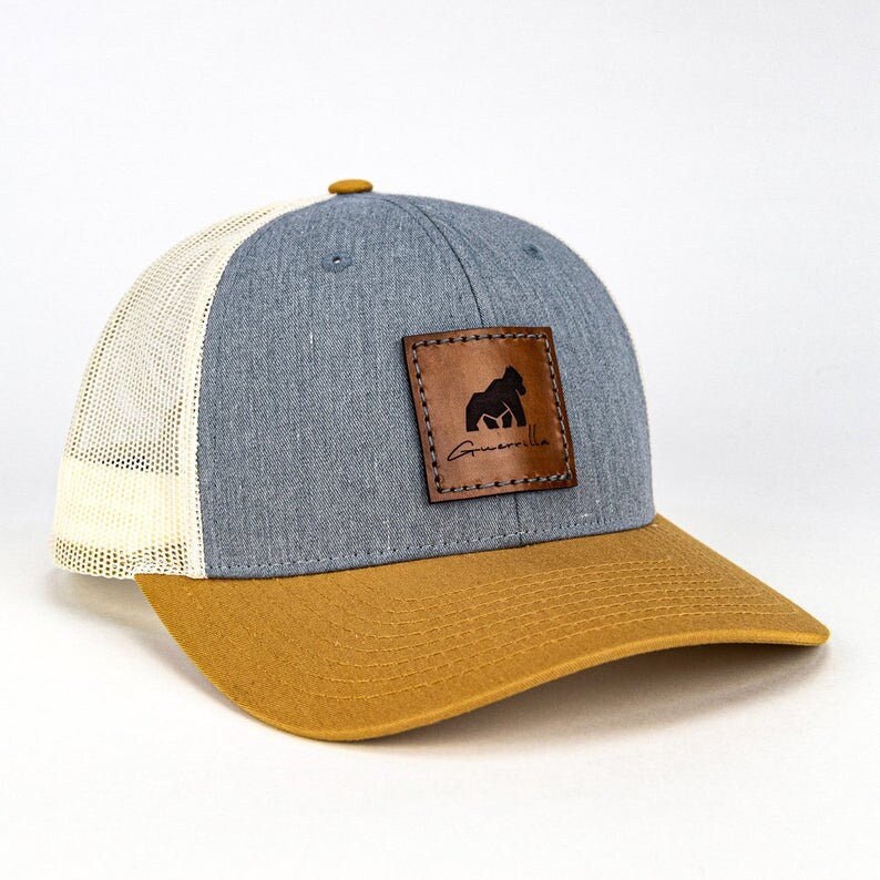 Custom Leather Patch Baseball Hats Sewn on Hand Finished Etsy