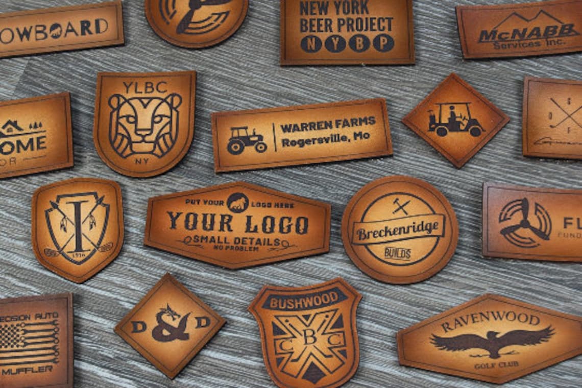 Die Cut Custom Leather Patches Laser Engraved Etsy