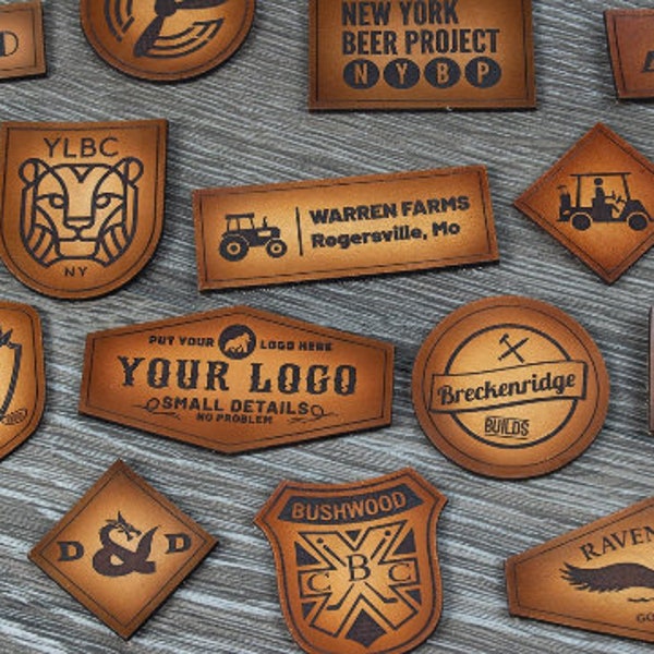 Die Cut Custom Leather Patches - Laser Engraved