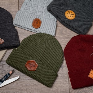 Custom Leather Patch Hats; Classic Winter Hats Custom Leather