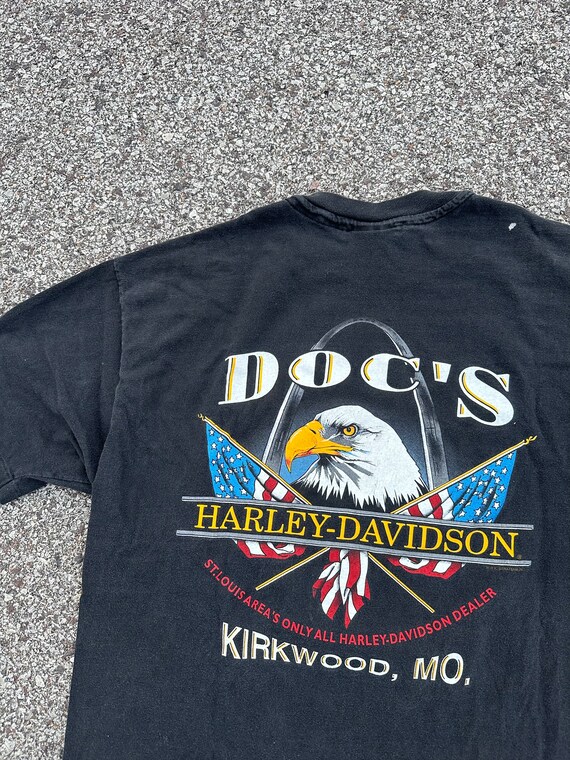 Vintage 90s Harley Davidson Bald Eagle St Louis T… - image 4