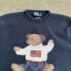Vintage 90s Polo Bear Sit Down Ralph Lauren Knit Sweater - Etsy