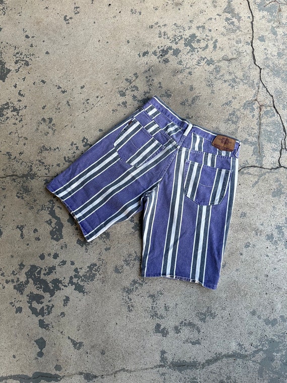 Vintage 90s Striped Pepe Jeanswear Denim Shorts J… - image 1
