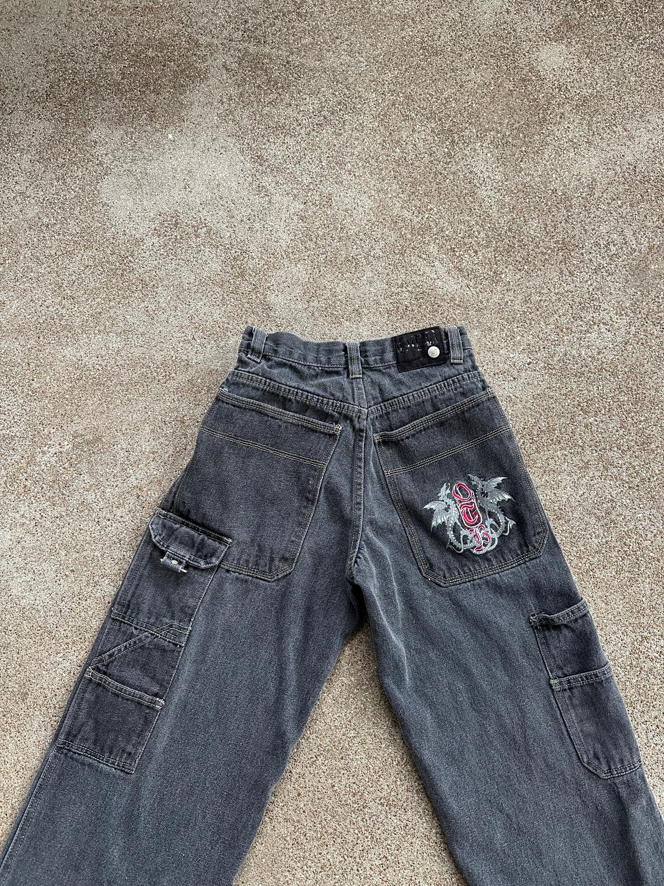 Vintage 00s Embroidered Dragon JNCO Style Cargo Pants 26W - Etsy